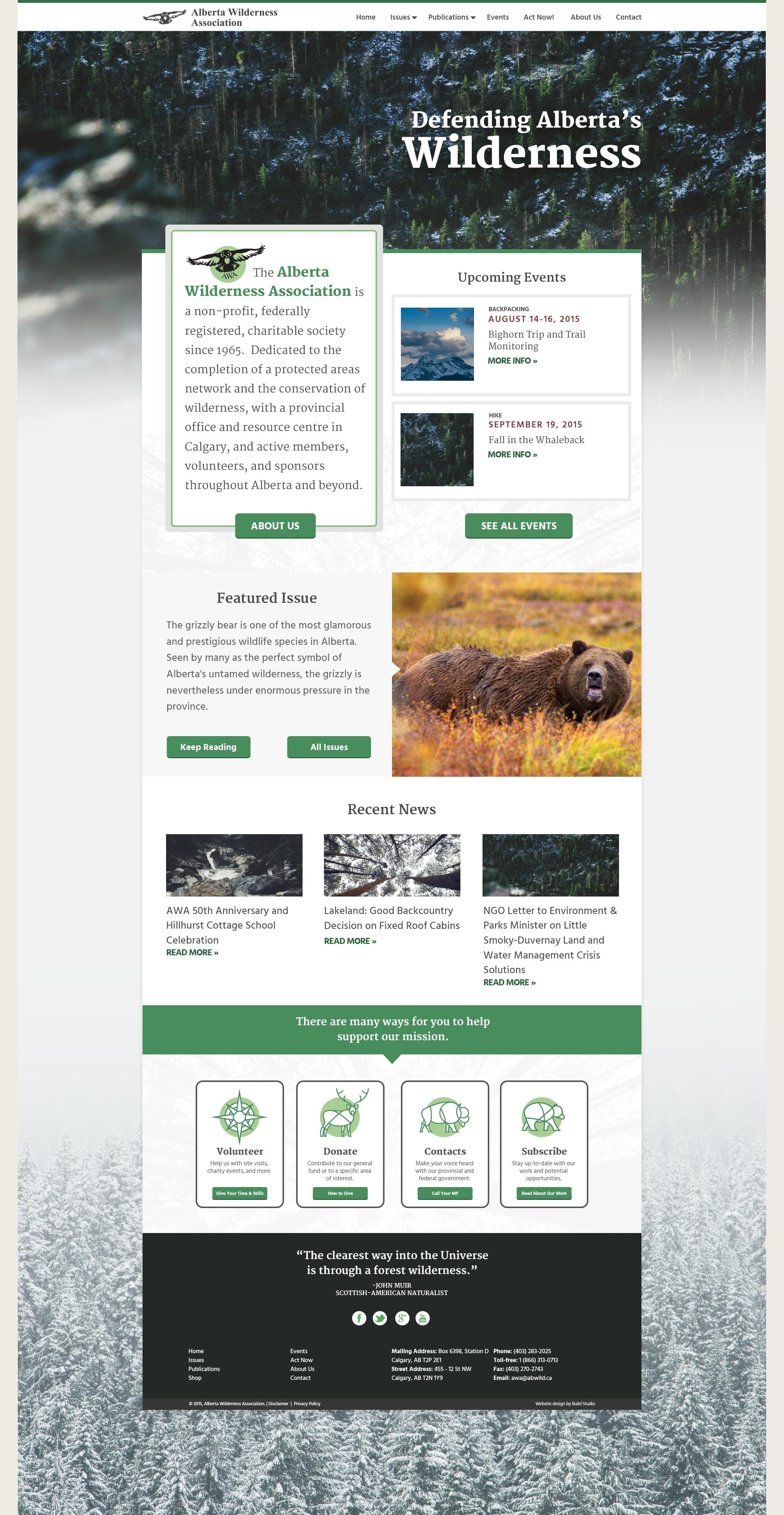 Alberta Wilderness - Front Page